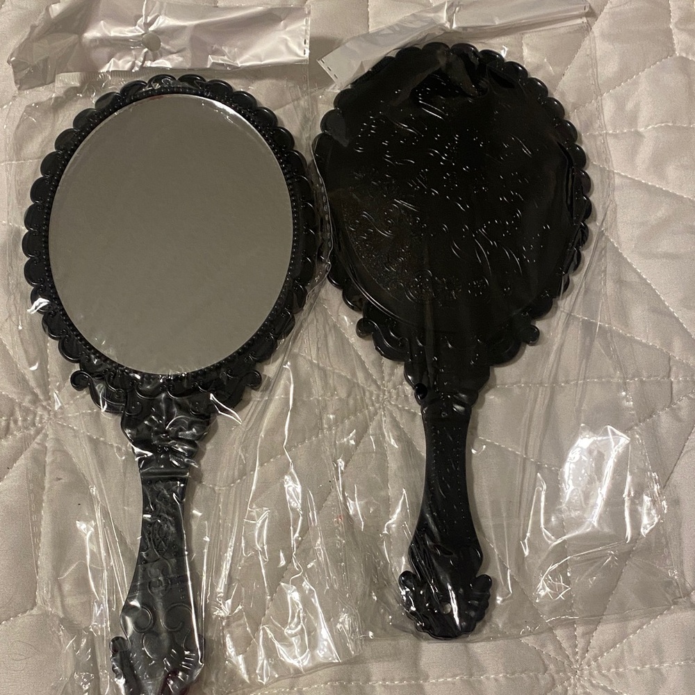 Vintage Style Black Ornate Hand Mirror - Set of 2